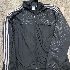 Adidas black and cheetah windbreaker